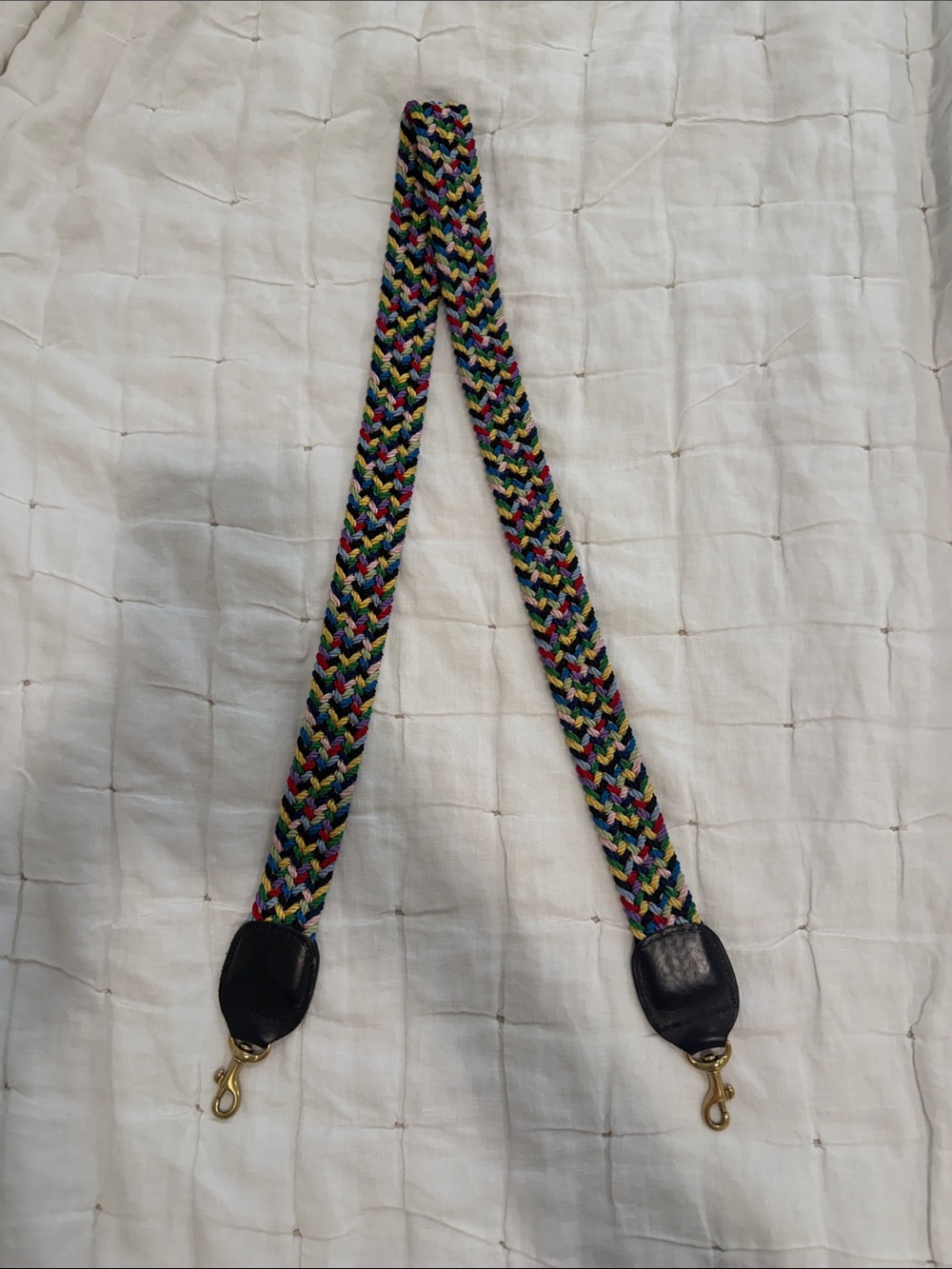 Clare V. Multicolor Braided Strap with Black Leather Ends
